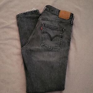 Levi 501 black vintage faded denim button fly jeans